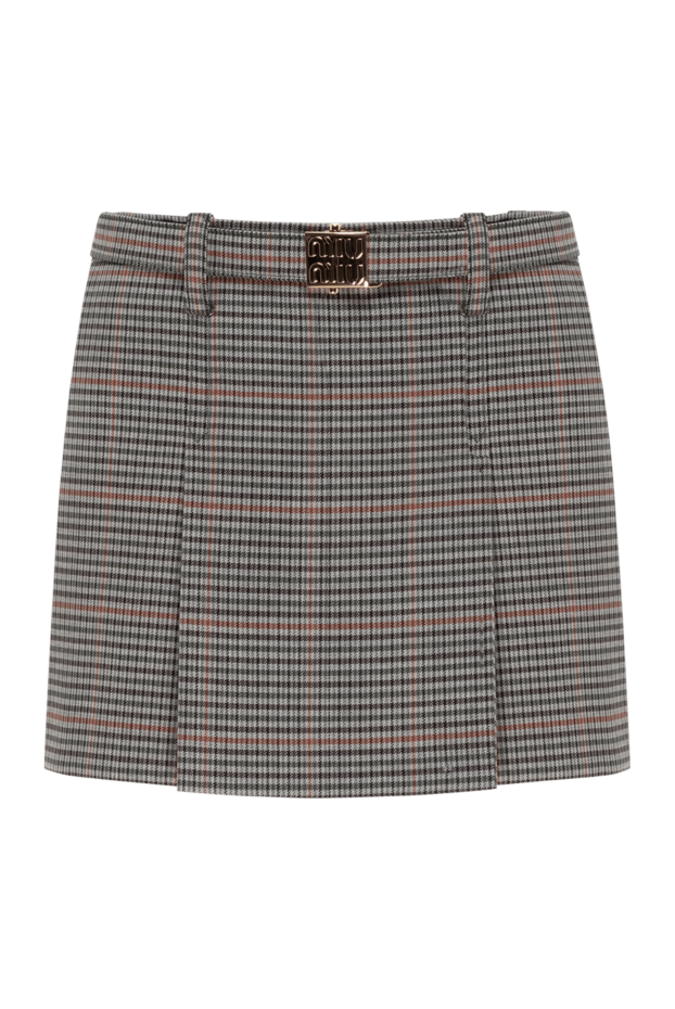 Miu Miu gray check wool skirt with belt 184972 - photo 1