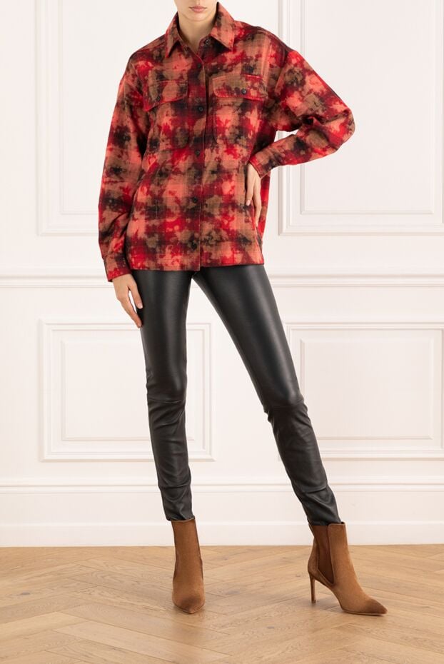 Palm Angels women's red plaid shirt with a tie-dye effect 184984 - photo 2