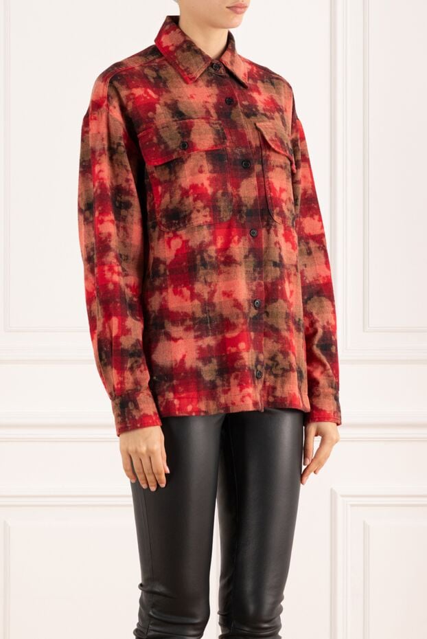 Palm Angels women's red plaid shirt with a tie-dye effect 184984 - photo 3