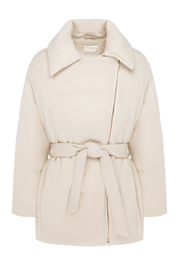 Women's beige down jacket with an asymmetrical cut. - photo 1