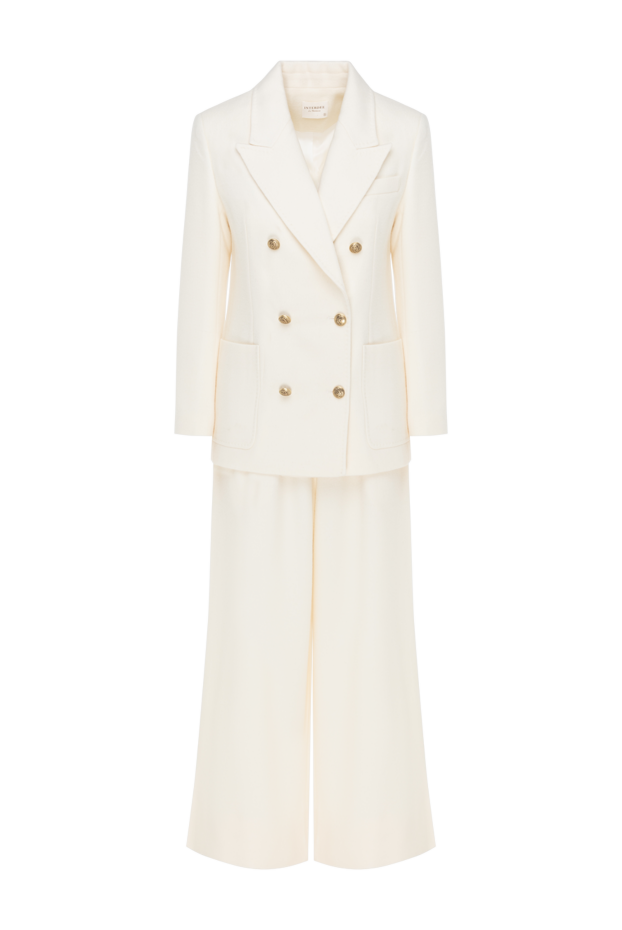 Women's white trouser suit with double-breasted jacket - photo 1