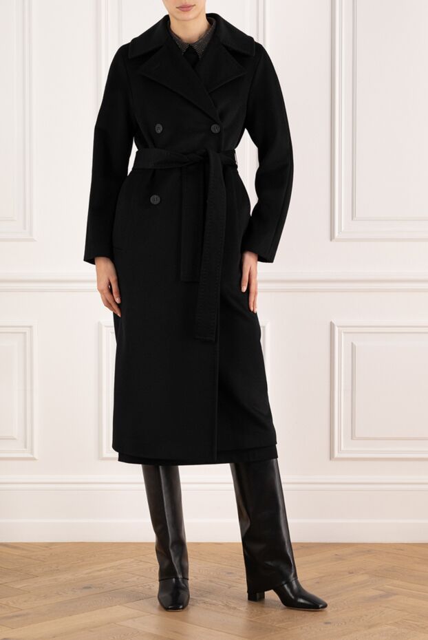 Fleur de Paris women's long woolen double-breasted coat black 185017 - photo 2