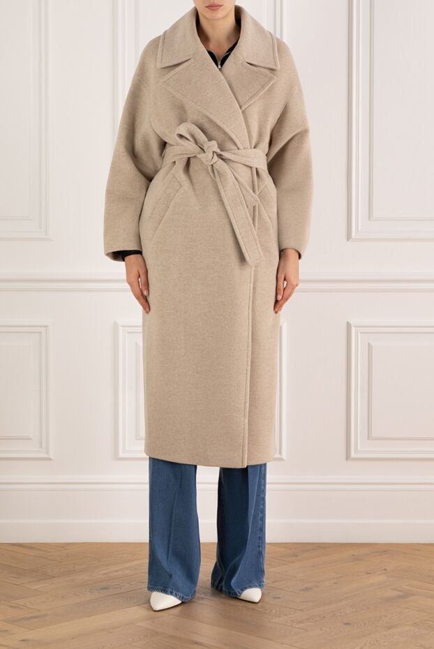 Fleur de Paris women's long double-breasted beige coat 185018 - photo 2