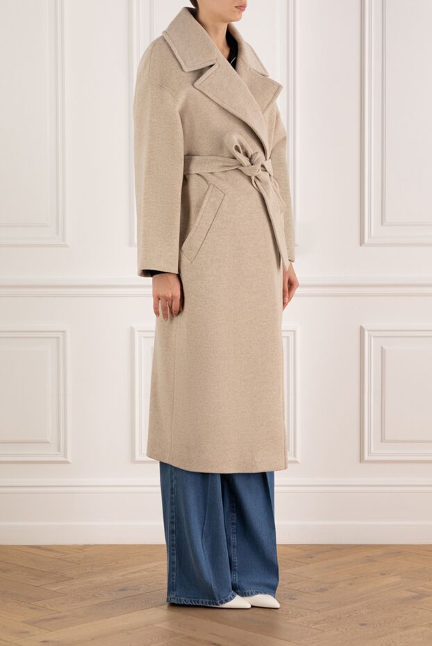 Fleur de Paris women's long double-breasted beige coat 185018 - photo 3