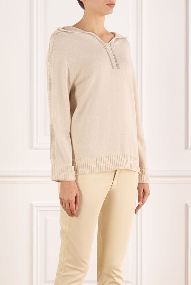D.Exterior women's beige hoodie with hood 185019 - photo 3