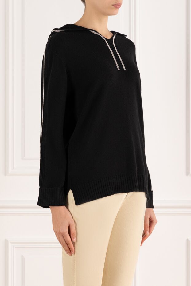 D.Exterior women's black hoodie with hood 185020 - photo 3