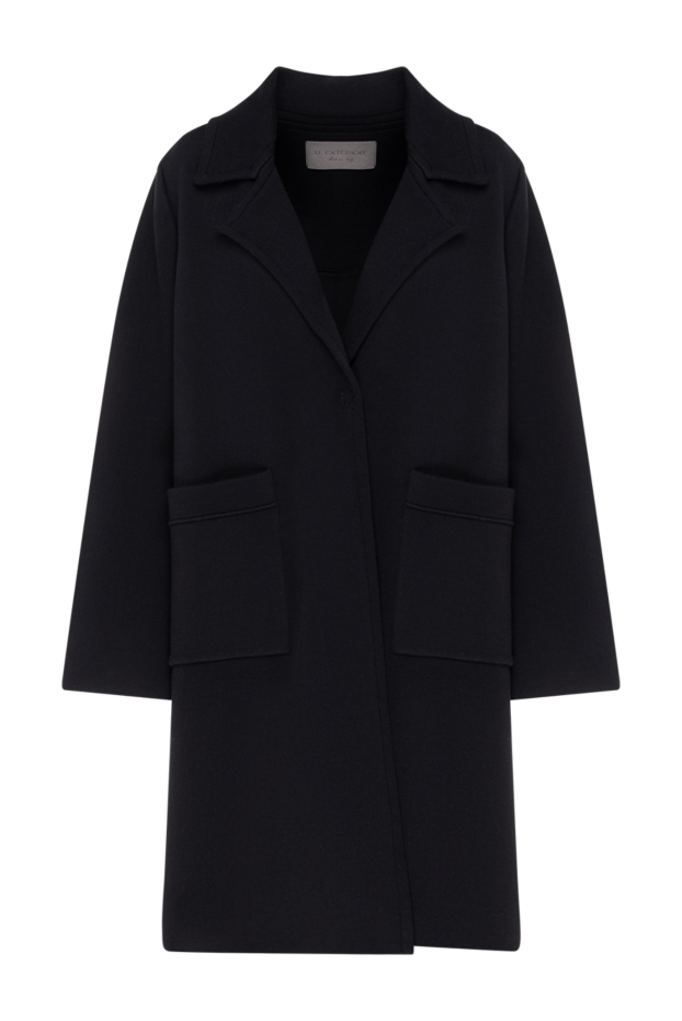 D.Exterior women's black wool, silk and cashmere coat with large patch pockets 185023 - photo 1