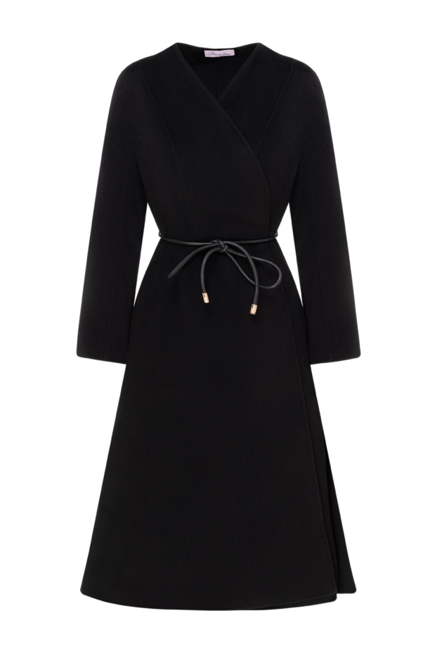 Fleur de Paris cashmere coat with a v-neck on a drawstring for women black 185028 - photo 1