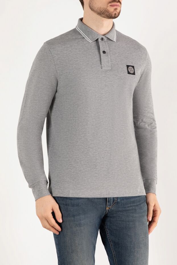 Stone Island gray melange polo with long sleeves for men 185064 - photo 3