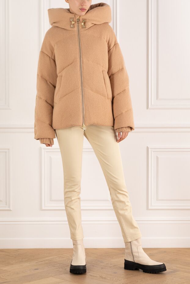 Nicole Benisti women's brown down jacket made of wool and cashmere with a hood 185089 - photo 2