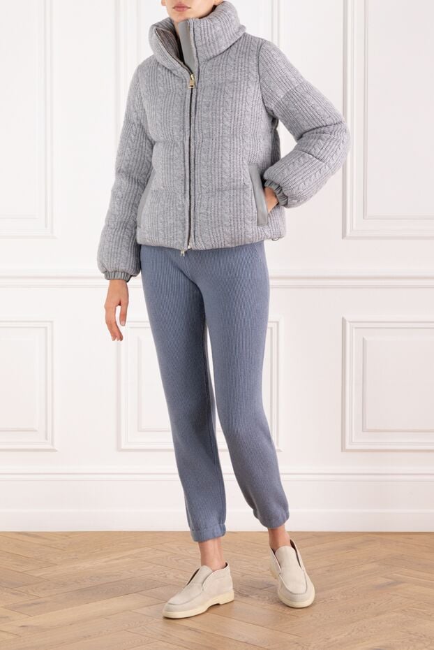 Nicole Benisti women's gray wool and cashmere down jacket with a high collar 185092 - photo 2