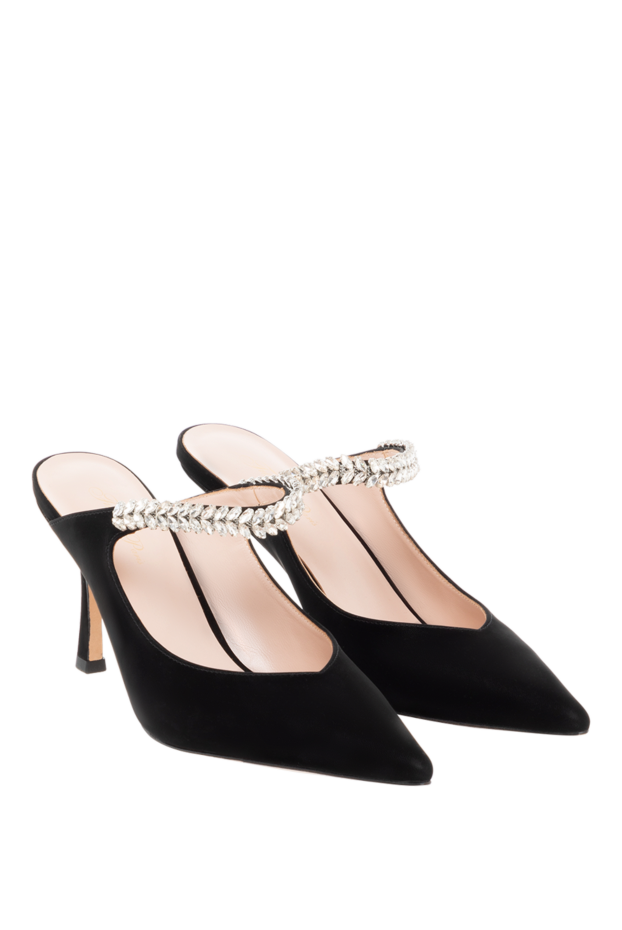 Fleur de Paris black leather sandals decorated with rhinestones 185100 - photo 3