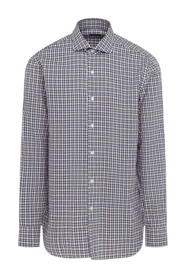 Barba Napoli men's brown checkered cotton shirt 185103 - photo 1