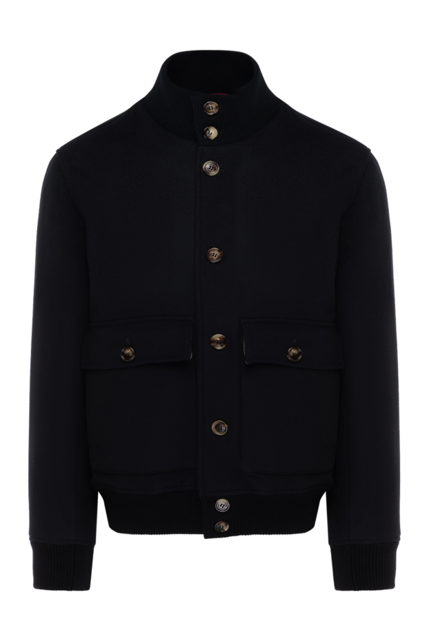 Bomber jacket made of double pile wool fabric beaver blue - photo 1