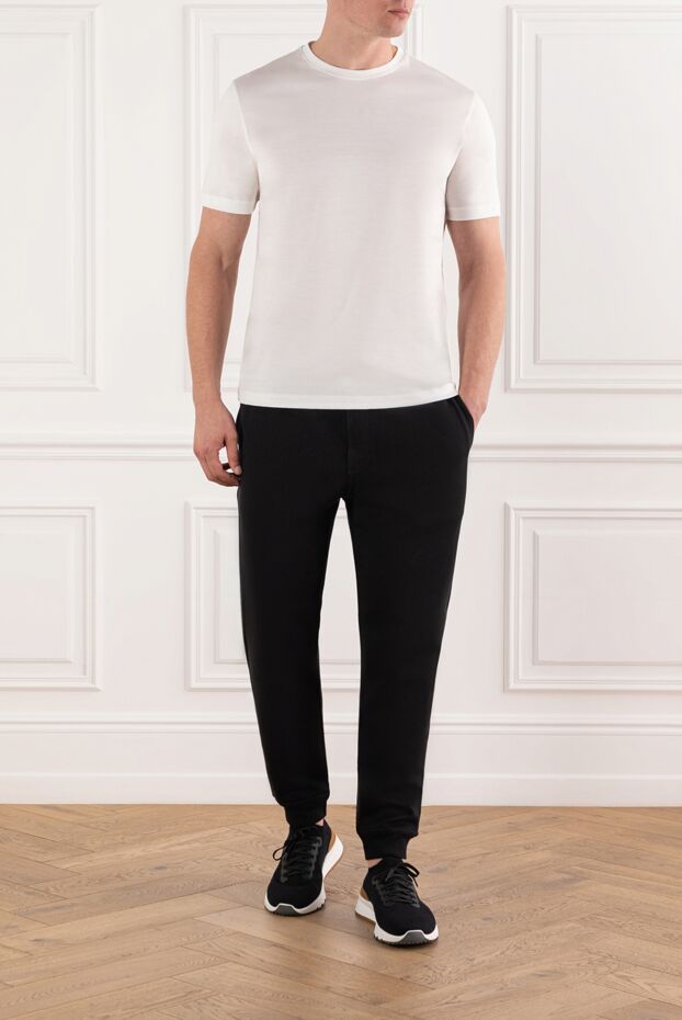 Men's black sweatpants with elastic waistband and cuffs - photo 2