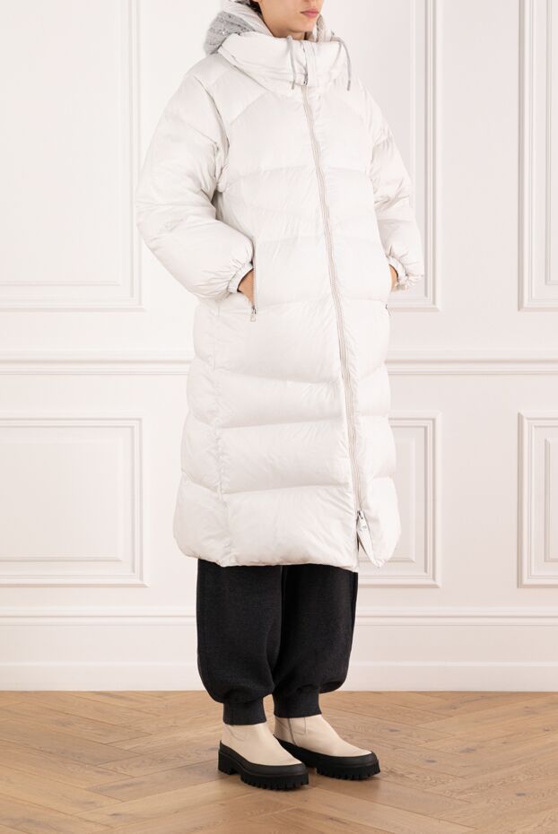Panicale women's long white down jacket with a hood. 185140 - photo 3