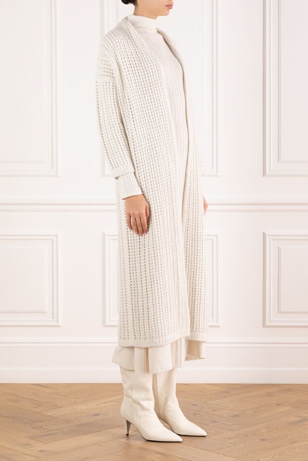 Panicale long knitted cardigan white for women 185147 - photo 3