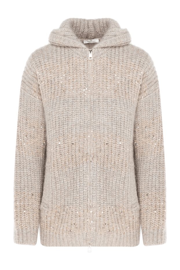 Panicale knitted beige women's hoodie with sequins 185150 - photo 1