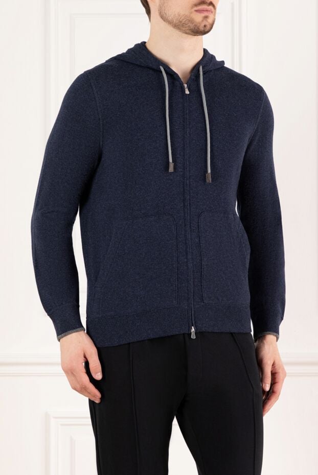 Barba Napoli men's blue hoodie with zipper 185240 - photo 3