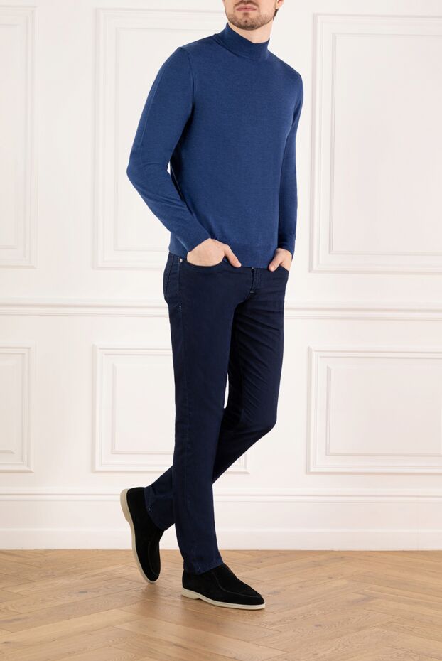 Long sleeve jumper for men, blue, wool - photo 2