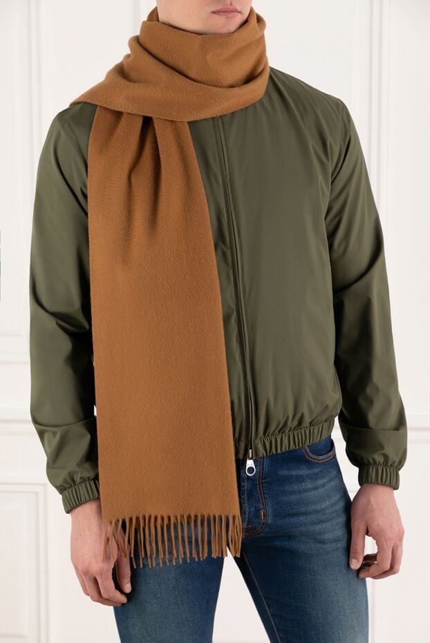 Loro Piana men's brown cashmere scarf with fringe 185272 - photo 2