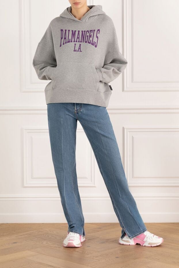 Gray women's hoodie melange with logo - photo 2