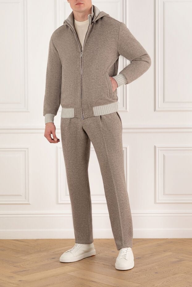 Enrico Mandelli beige tracksuit with contrast cuffs and elastic band 185317 - photo 2