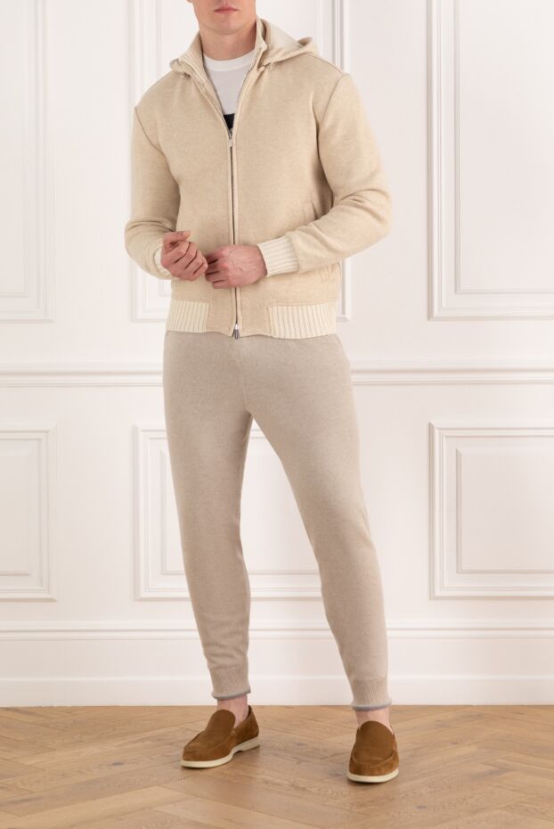 Enrico Mandelli men's white cashmere sweatshirt with hood 185321 - photo 2