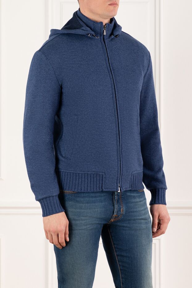 Enrico Mandelli men's blue sports jacket made of cashmere with a hood 185330 - photo 3
