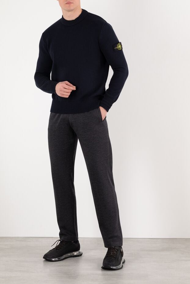 Stone Island men's blue jumper with logo 185387 - photo 2