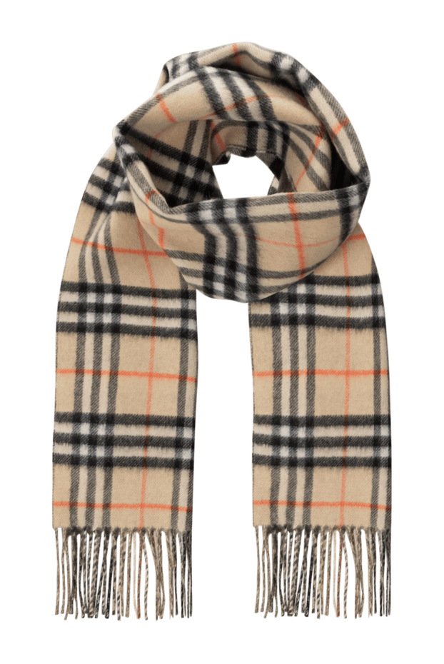 Burberry women's beige checkered scarf with fringe 185429 - photo 1