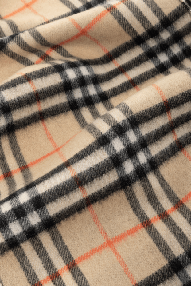 Burberry women's beige checkered scarf with fringe 185429 - photo 3