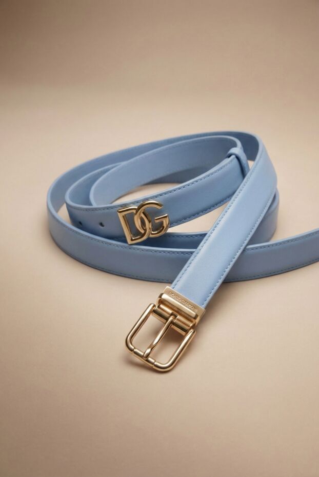 Dolce & Gabbana women's blue narrow belt made of genuine leather 185439 - photo 2
