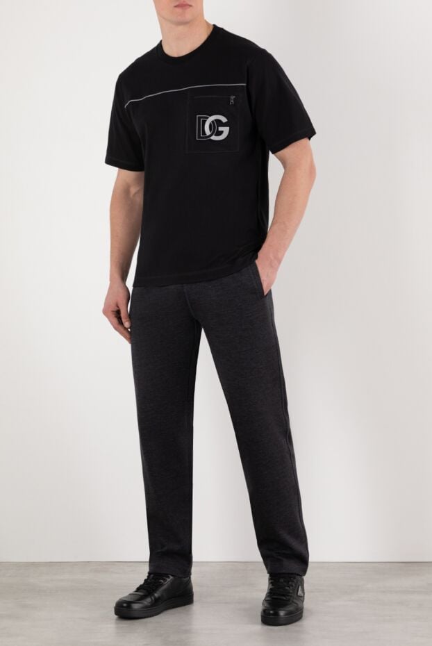 Dolce & Gabbana men's black cotton t-shirt with pocket 185443 - photo 2