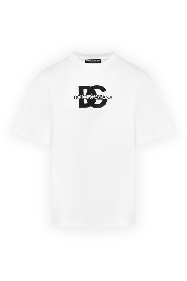 Dolce & Gabbana men's white straight-cut t-shirt with a graphic logo 185445 - photo 1