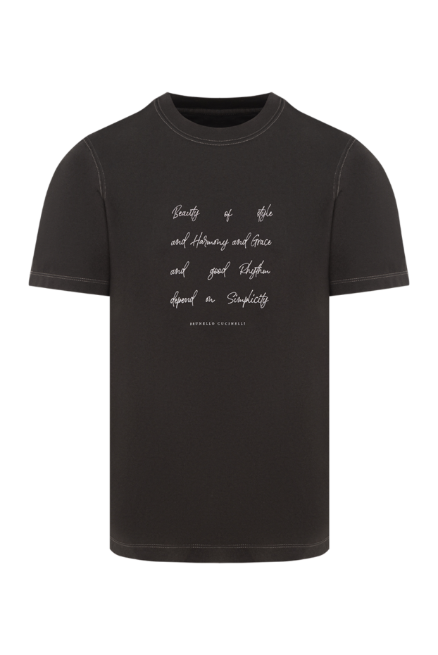 Men's brown cotton T-shirt with logo - photo 1