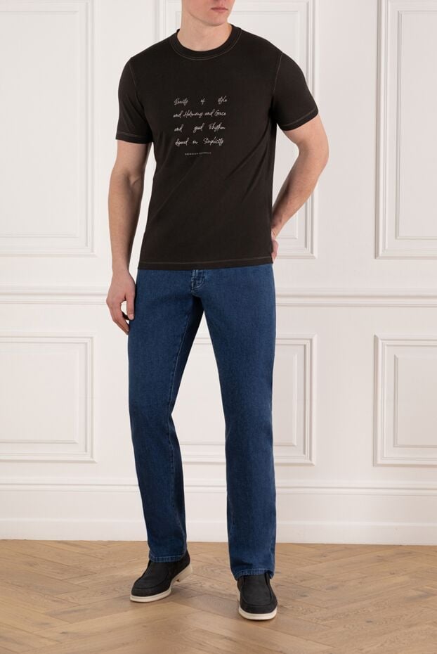 Men's brown cotton T-shirt with logo - photo 2