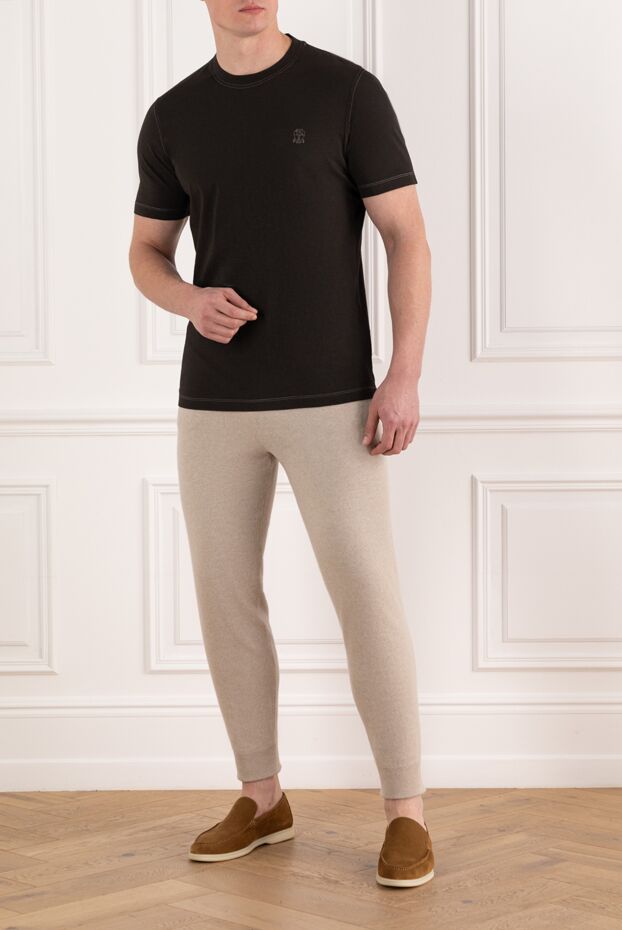 Brunello Cucinelli мужская футболка из хлопка коричневая 185490 - фото 2