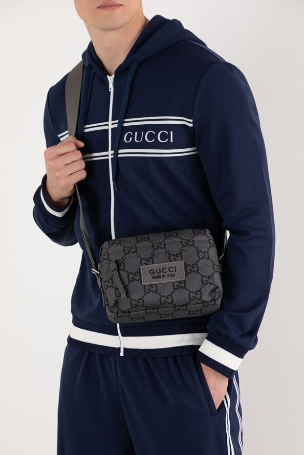 Gucci сумка через плече чоловіча сіра 185526 - фото 2