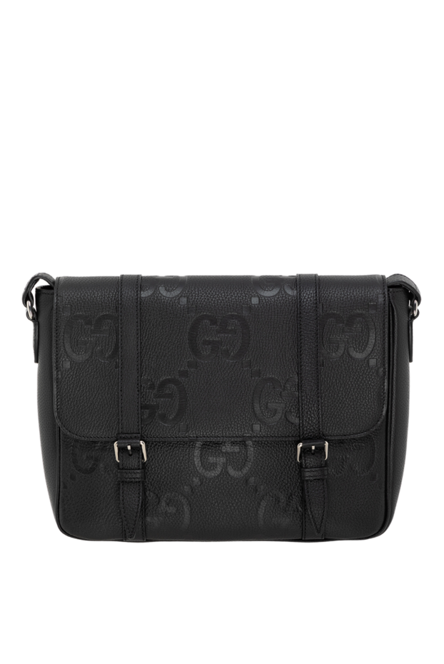 Gucci середня сумка-месенджер з орнаментом jumbo gg чорна зі шкіри 185551 - фото 1