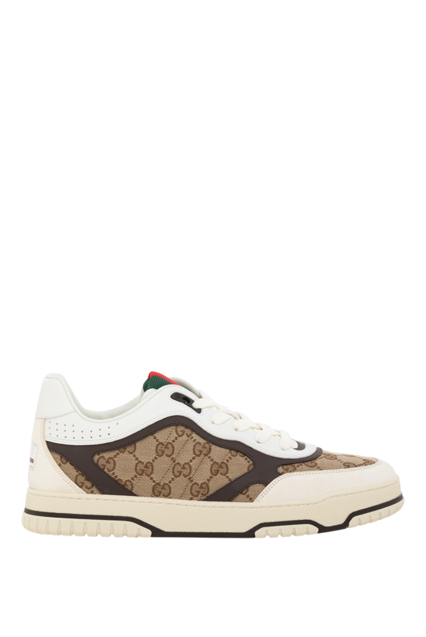 Gucci чоловічі кросівки gucci re-web бежеві шкіряні 185553 - фото 1