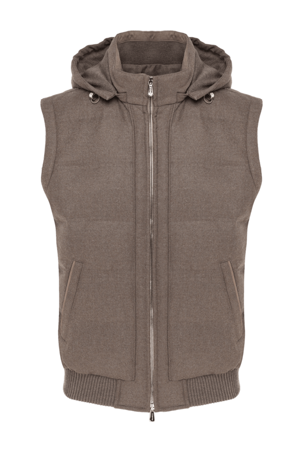 Enrico Mandelli men's beige cashmere vest with hood 185570 - photo 1
