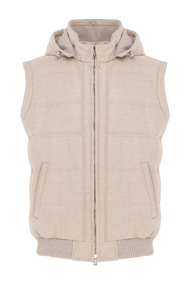 Enrico Mandelli beige men's cashmere vest with hood 185572 - photo 1