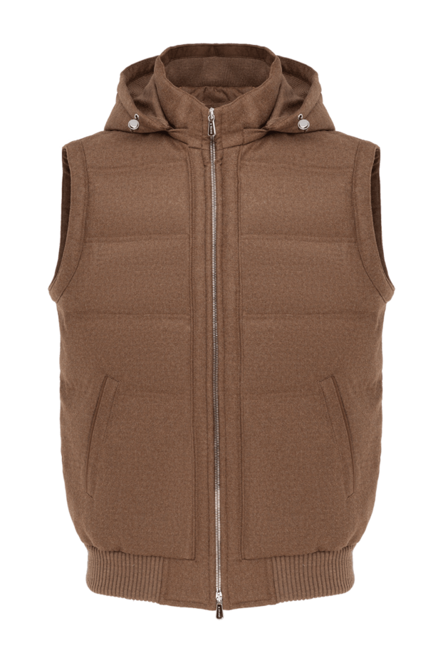 Enrico Mandelli brown men's cashmere vest with hood 185573 - photo 1