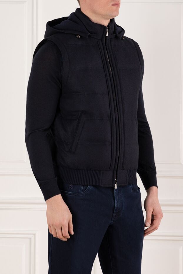 Enrico Mandelli men's blue cashmere vest with zipper 185577 - photo 3