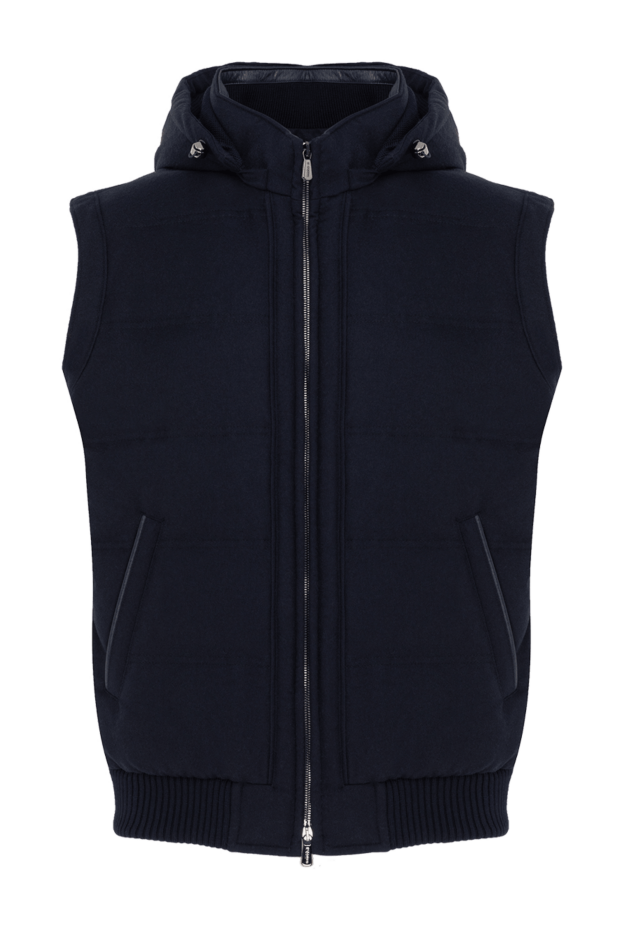 Enrico Mandelli men's blue cashmere vest with hood 185578 - photo 1