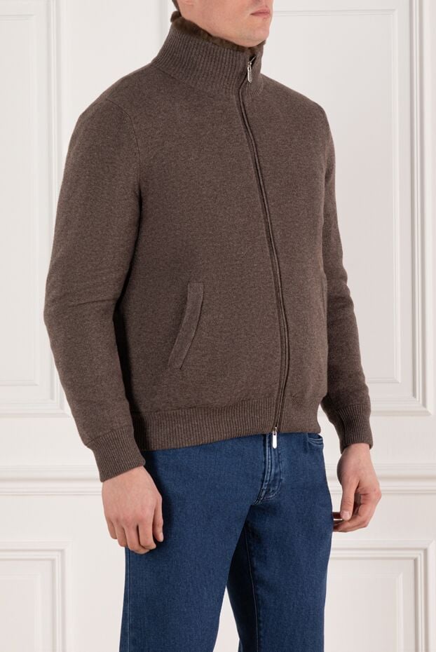 Svevo men's cashmere jacket with fur, brown 185594 - photo 3