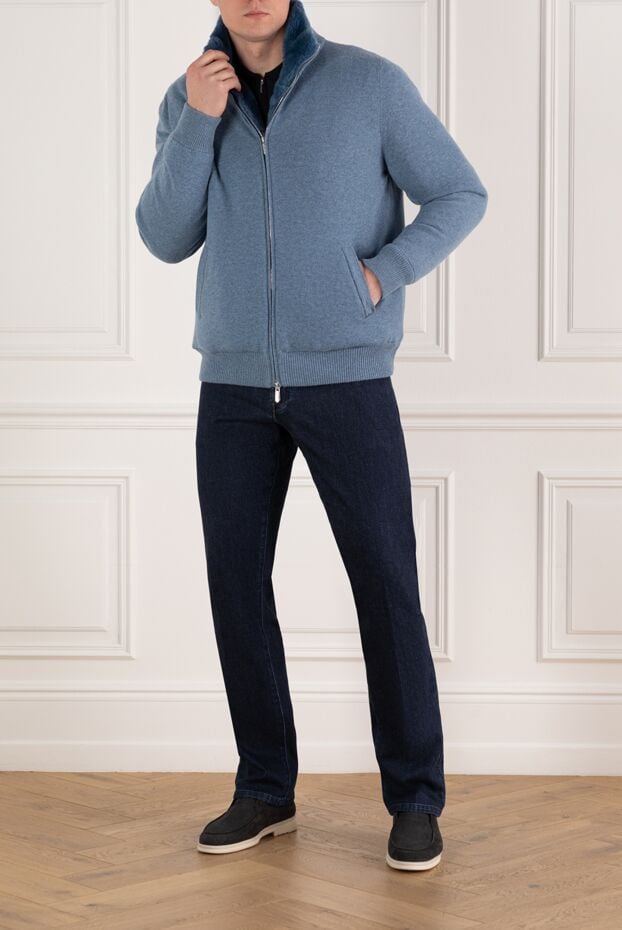 Svevo men's blue cashmere jacket with fur lining 185596 - photo 2