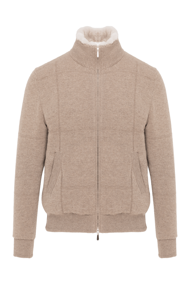 Svevo men's cashmere jacket with fur, beige 185600 - photo 1