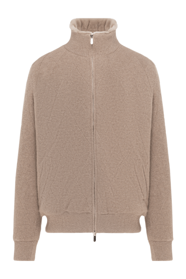 Svevo beige men's cashmere jacket with fur 185601 - photo 1